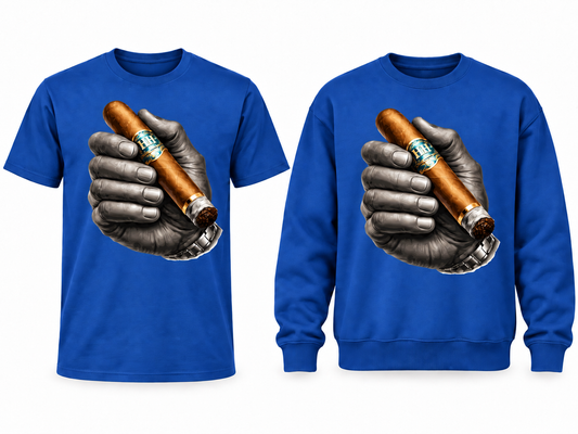 King's Grip blue tee and crewneck with larger chest design