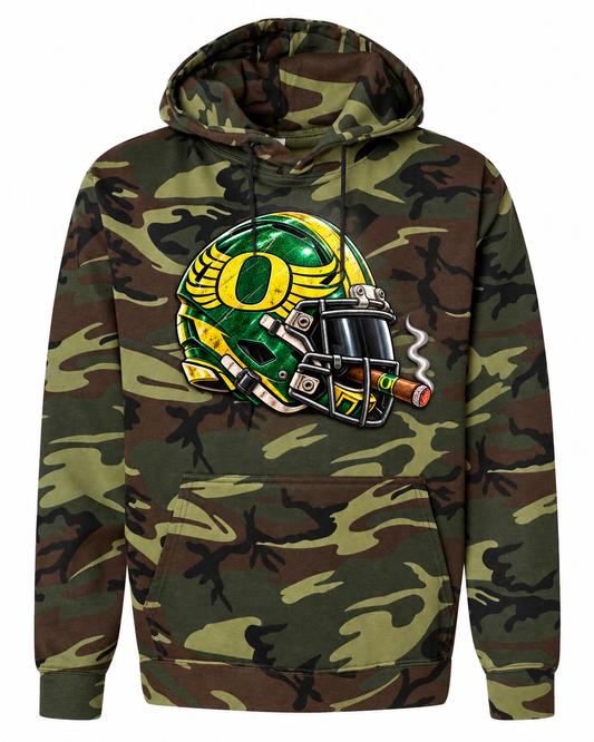 League of Smoke Oregon camo hoodie mockup