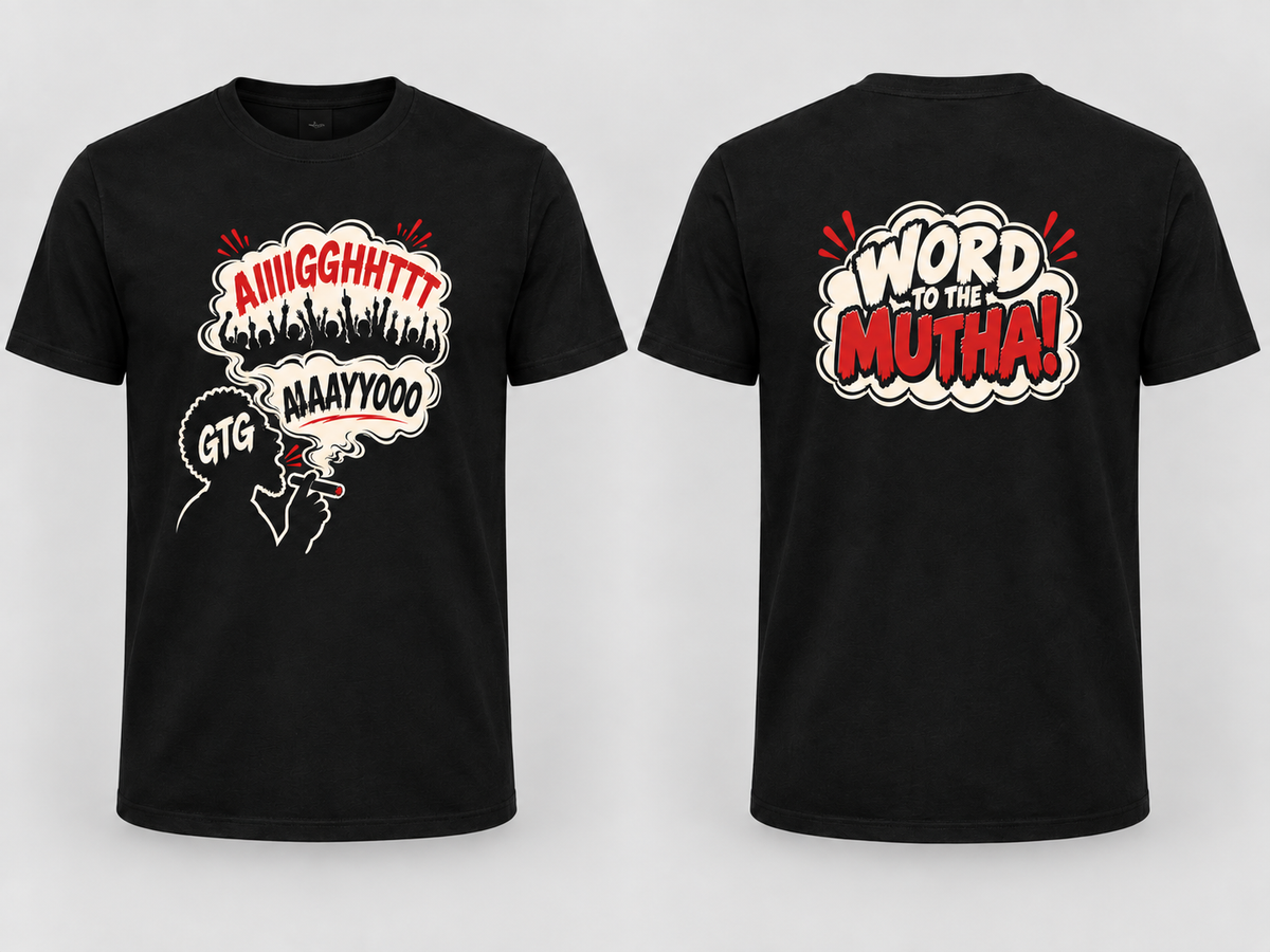 GTG Call & Response personalized black T-shirt front and back mockup