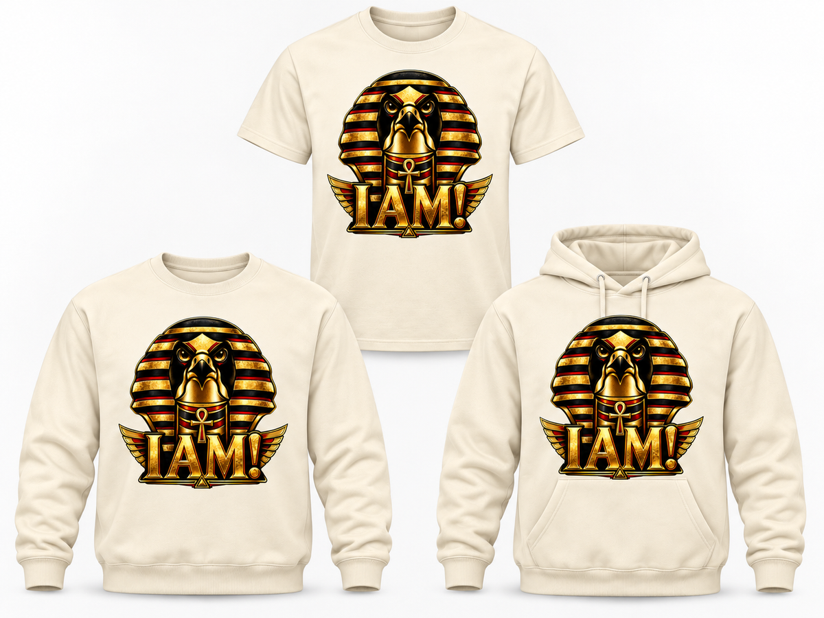 I AM cream tee crewneck and hoodie mockup