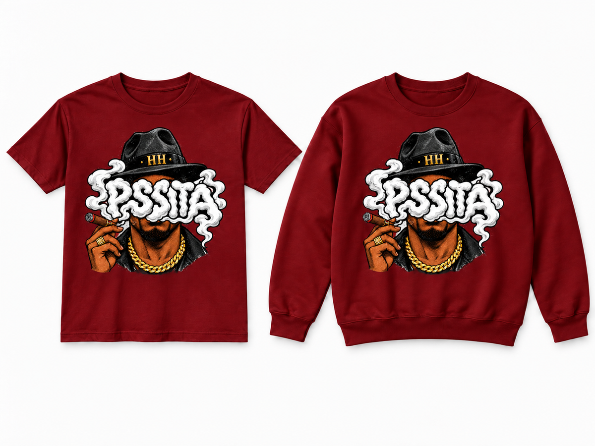 King Pssita cardinal T-shirt and crewneck mockup