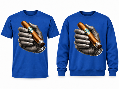 King's Grip blue tee and crewneck with larger chest design