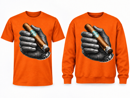 King's Grip orange tee and crewneck with larger chest design