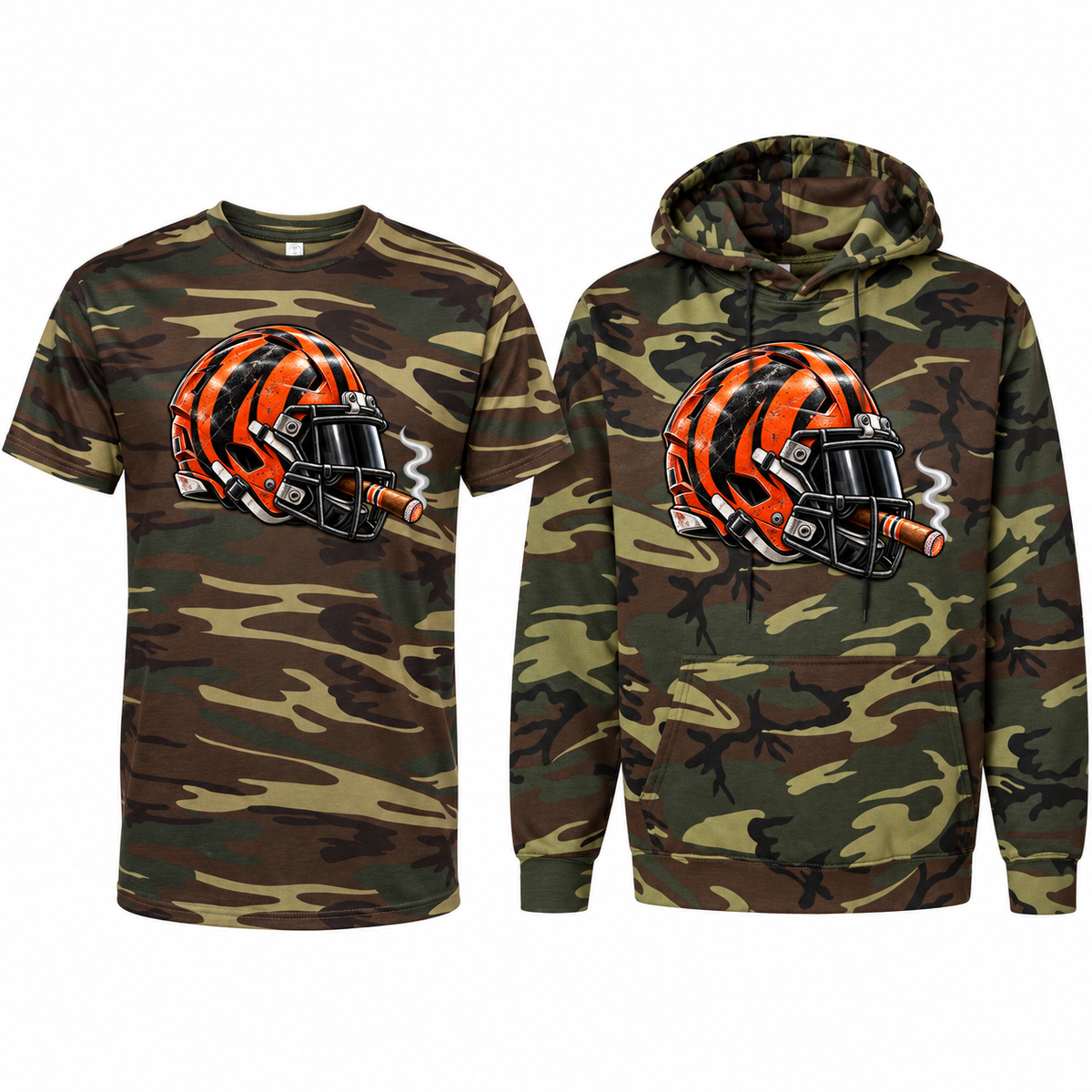 Cincinnati Bengals League of Smoke Camo Edition tee and hoodie