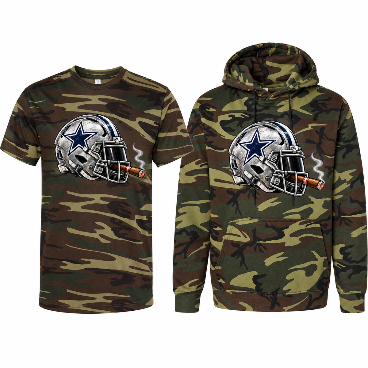 Dallas Cowboys League of Smoke Camo Edition tee and hoodie