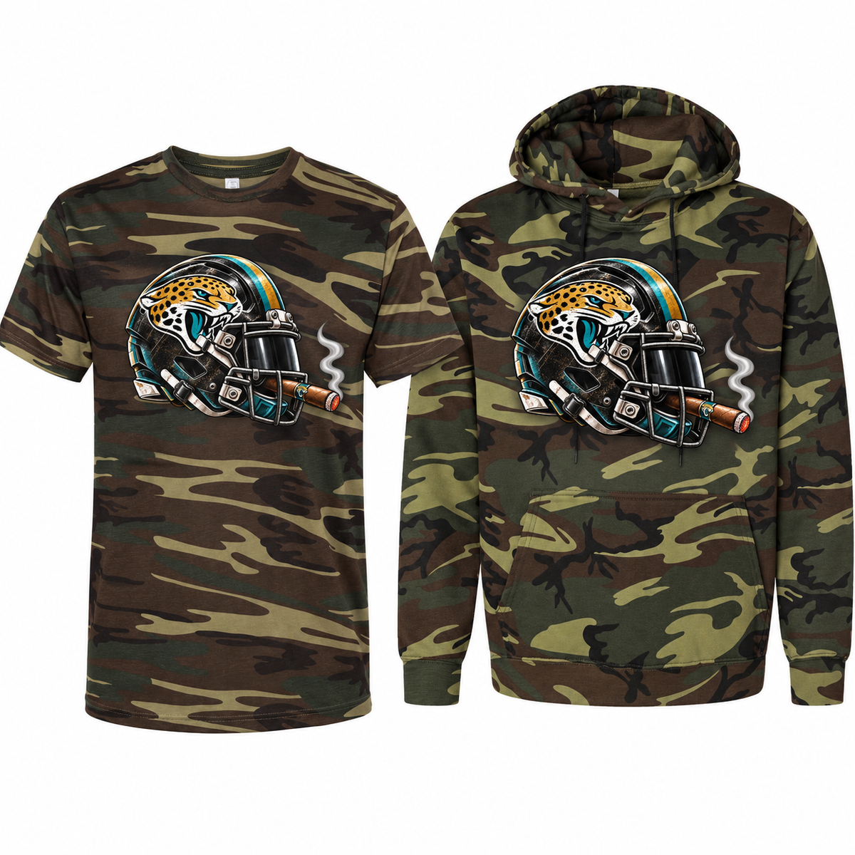 Jacksonville Jaguars League of Smoke Camo Edition tee and hoodie
