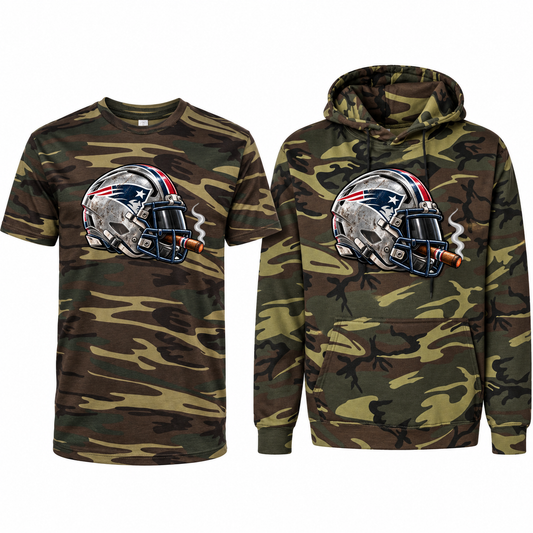 New England Patriots League of Smoke Camo Edition tee and hoodie