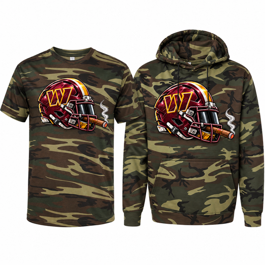 Washington Commanders League of Smoke Camo Edition tee and hoodie