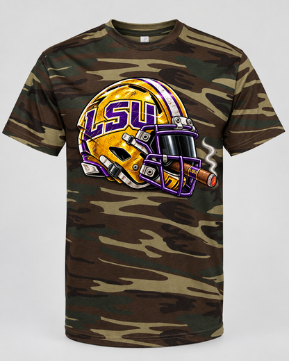 League of Smoke LSU camo tee mockup