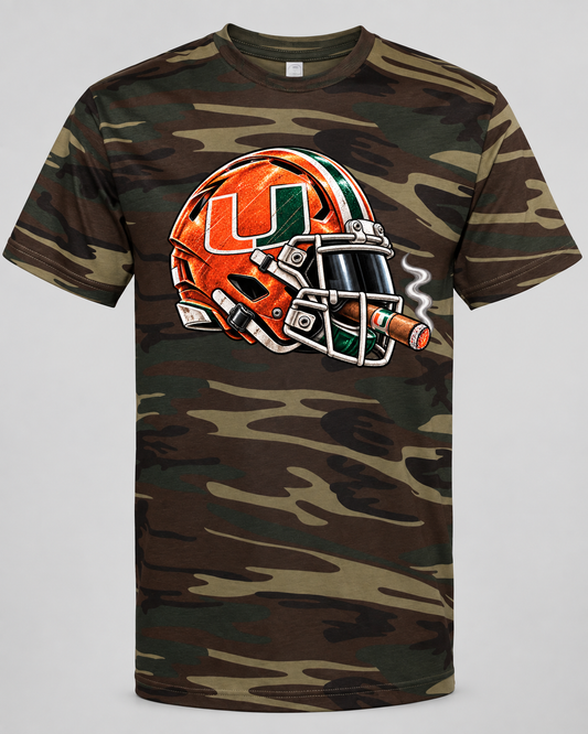 League of Smoke Miami Hurricanes camo tee mockup