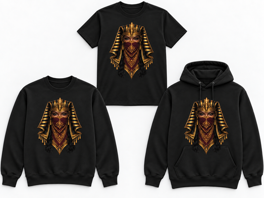 Veiled Divinity black tee crewneck and hoodie mockup