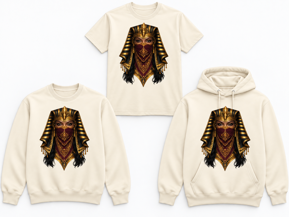 Veiled Divinity cream tee crewneck and hoodie mockup